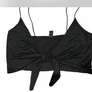 Black Tie-Front Crop Top